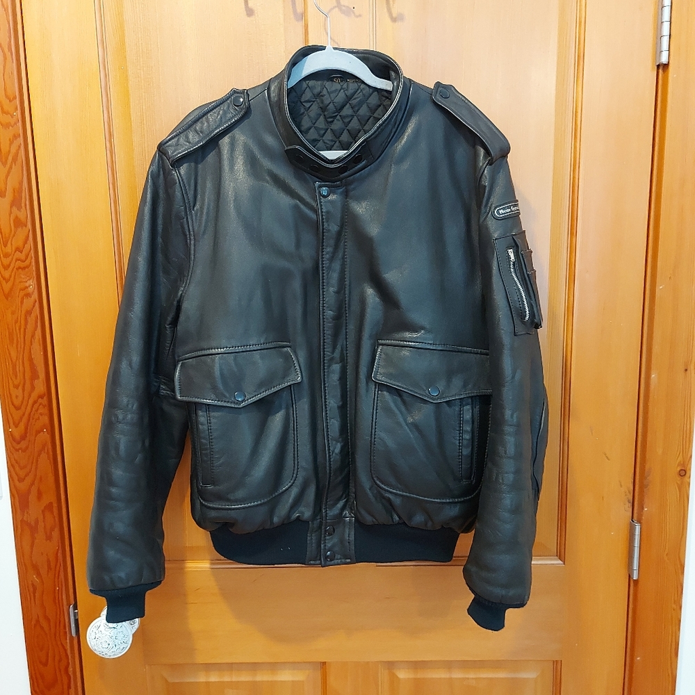 Vintage Hein Gericke men's leather motorcycle jacket black Size 50 Large…